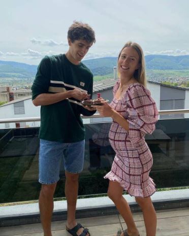 Julia Lang with her boyfriend, Pierre-Hugues Herbert, while celebrating her birthday.